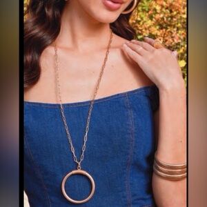 Parklane Shania Elegant Gold Circle Pendant long Necklace
